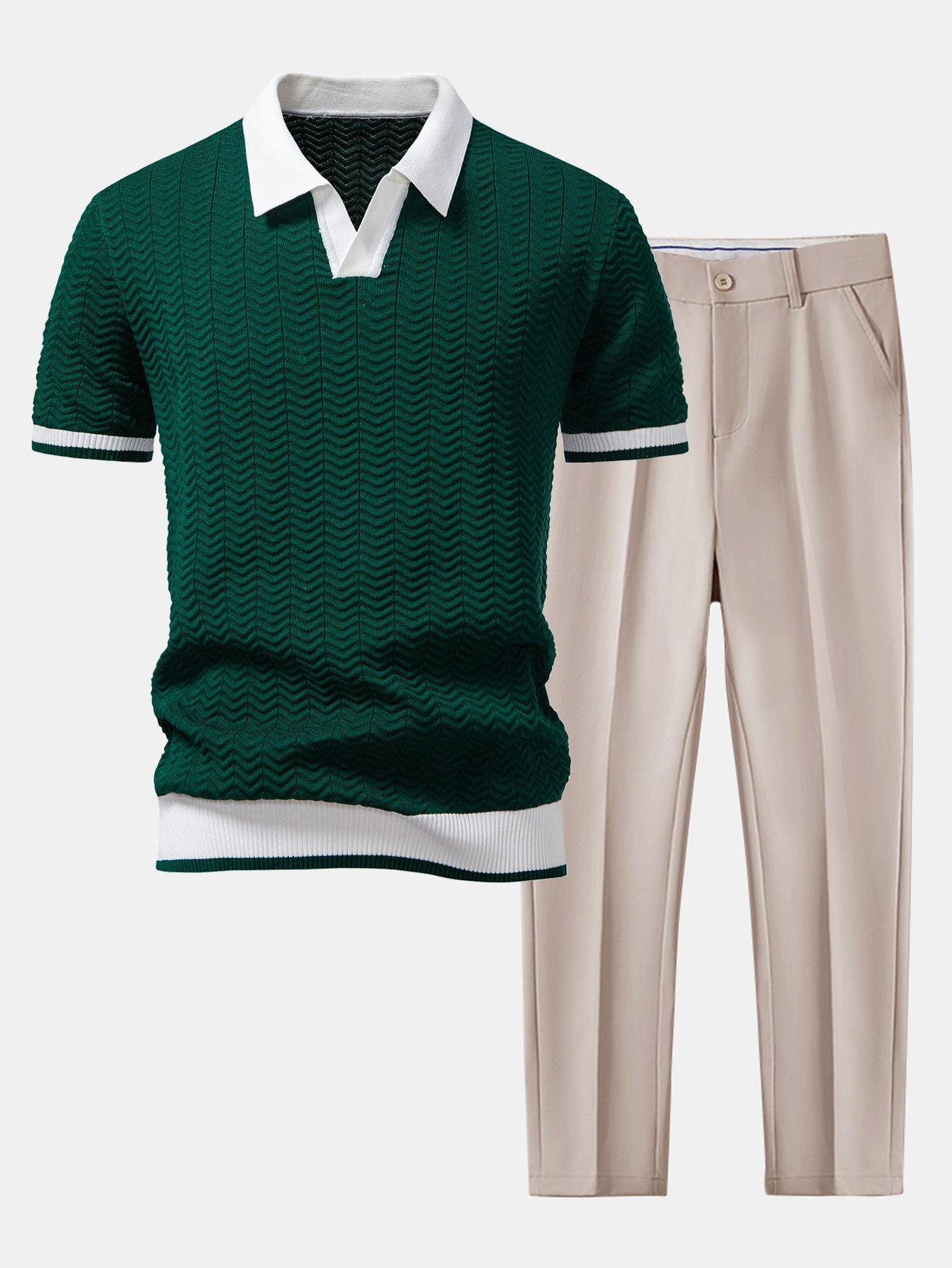 Helvano | Herren-Set Strickpolo &amp; Slim-Fit-Hose