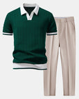 Helvano | Herren-Set Strickpolo & Slim-Fit-Hose