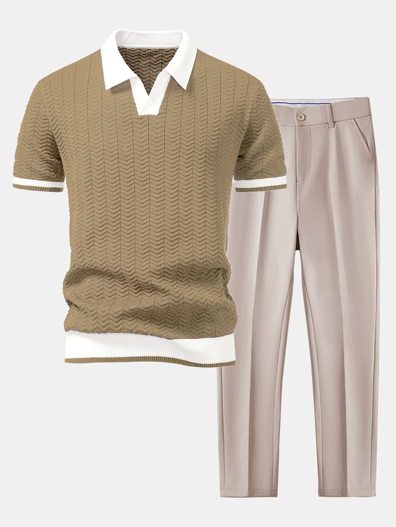 Helvano | Herren-Set Strickpolo &amp; Slim-Fit-Hose