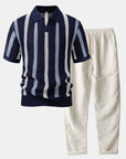 Helvano | Herren Set Häkel-Poloshirt & Leinenhose