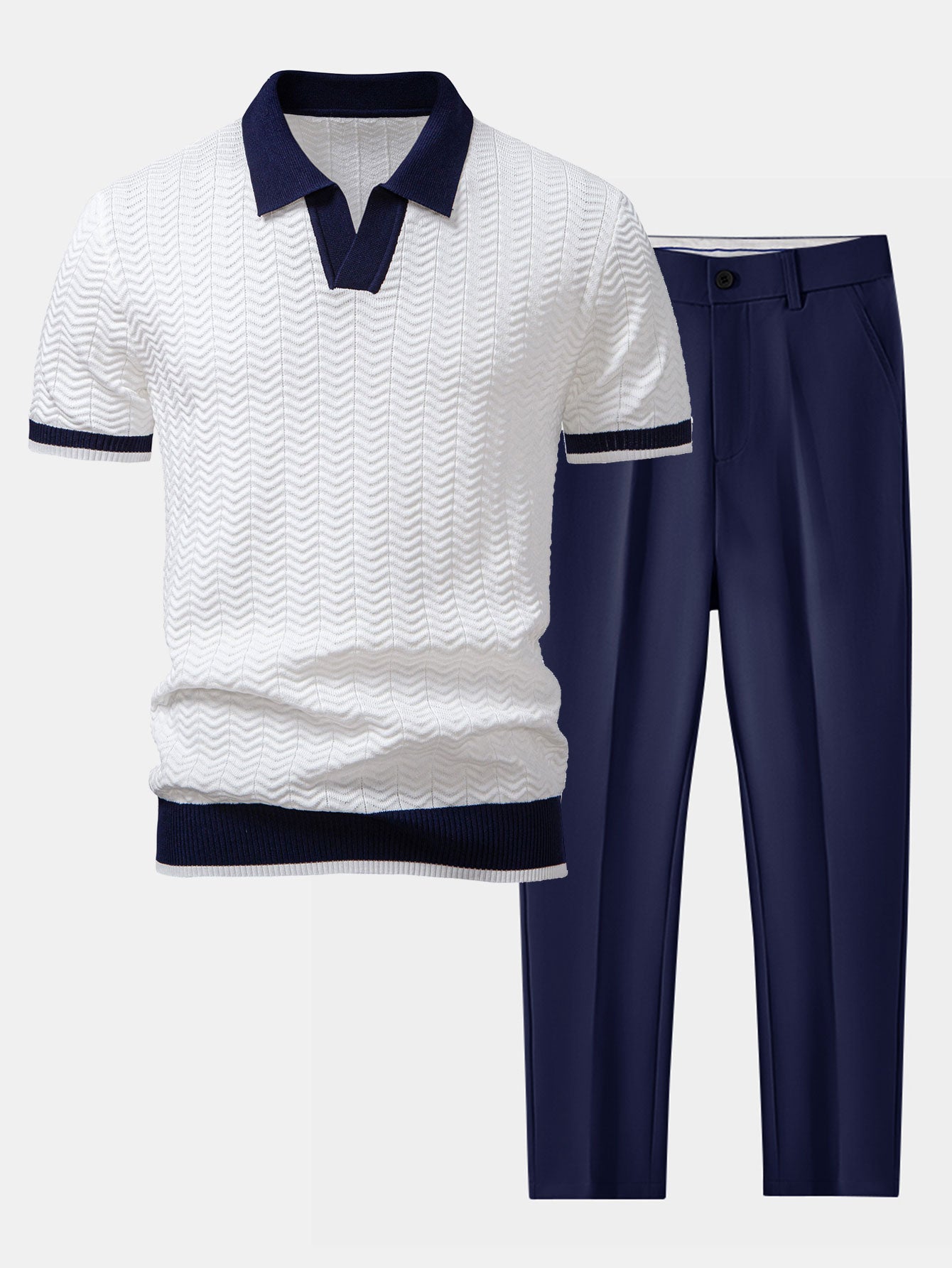 Helvano | Herren-Set Strickpolo &amp; Slim-Fit-Hose