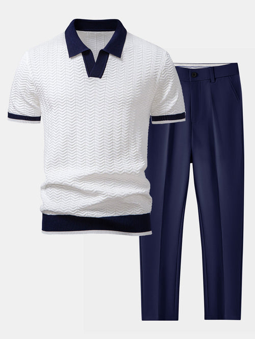 Helvano | Herren-Set Strickpolo & Slim-Fit-Hose
