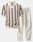 Helvano | Herren Set Häkel-Poloshirt & Leinenhose