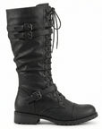 Helvano | Retro-Schnürstiefel mit Schnalle für Damen