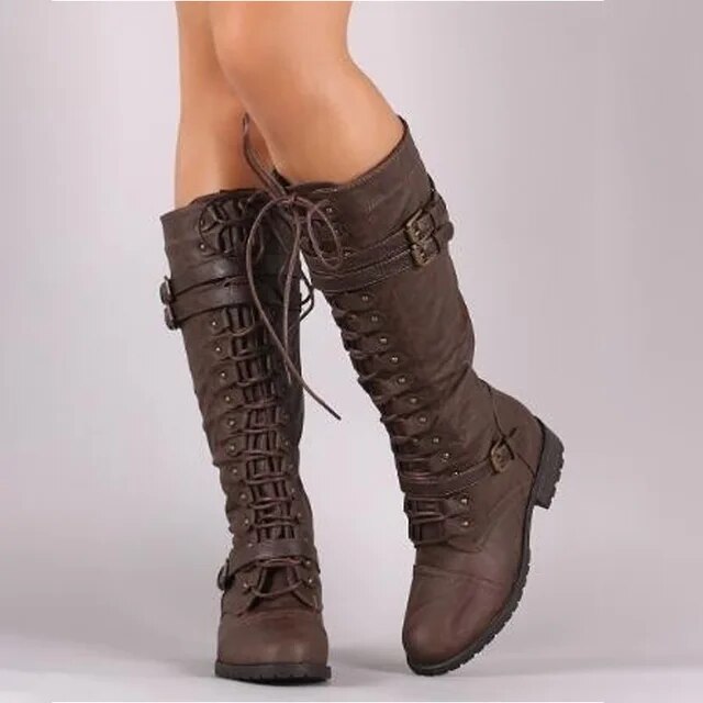 Helvano | Retro-Schnürstiefel mit Schnalle für Damen