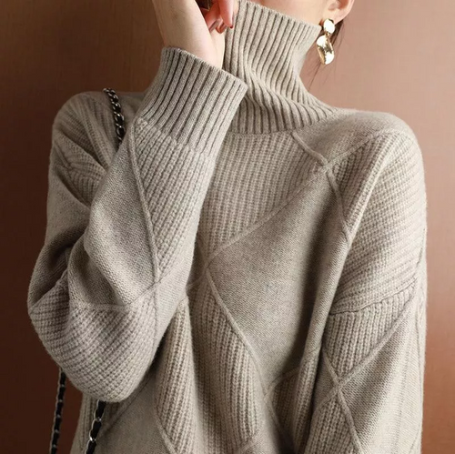 Helvano | Lockere Rollkragen-Strickjacke für Damen