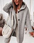 Helvano | Lange Strickjacke mit Kapuze für Damen