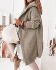 Helvano | Lange Strickjacke mit Kapuze für Damen