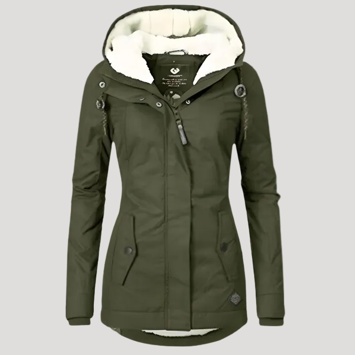 Helvano | Lange Winterjacke mit Kapuze für Damen