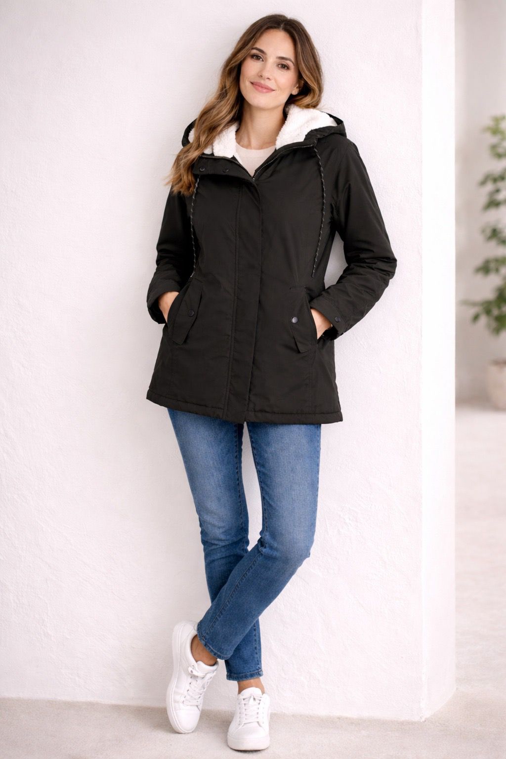 Helvano | Lange Winterjacke mit Kapuze und Futter für Damen
