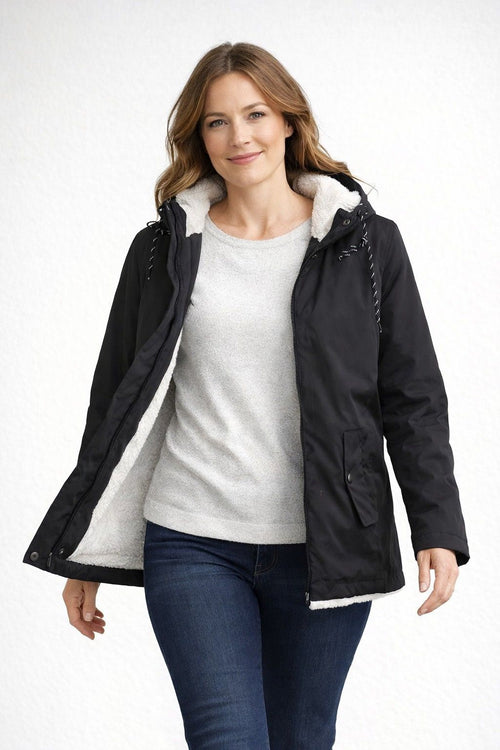 Helvano | Damen Winterjacke mit Kapuze und Fleecefutter