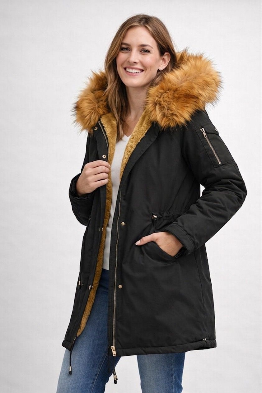 Helvano | Damen Parka mit Fellkapuze und Fleecefutter