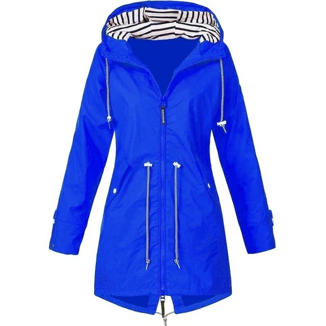 Helvano | Damen Trenchcoat mit Kapuze und Kordelzug