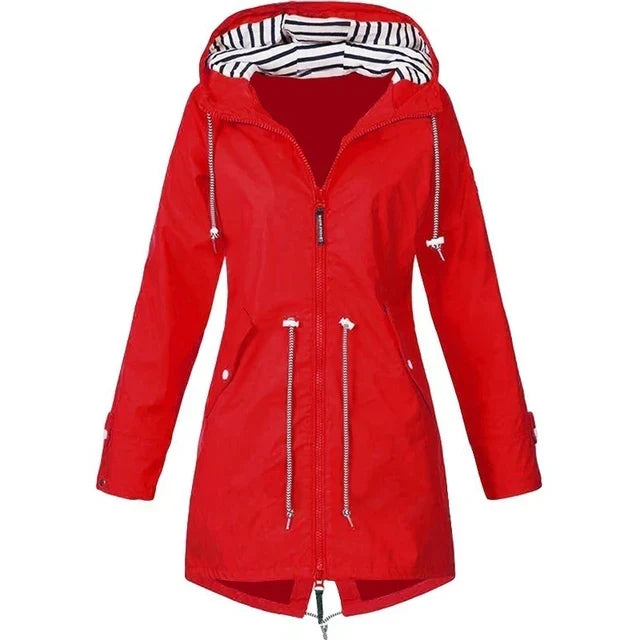 Helvano | Damen Trenchcoat mit Kapuze und Kordelzug