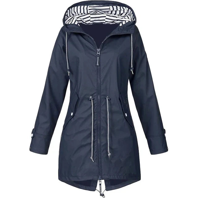 Helvano | Damen Trenchcoat mit Kapuze und Kordelzug