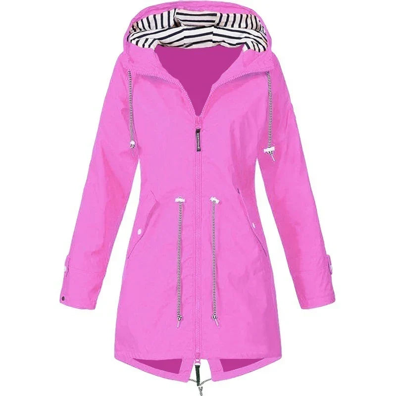 Helvano | Damen Trenchcoat mit Kapuze und Kordelzug