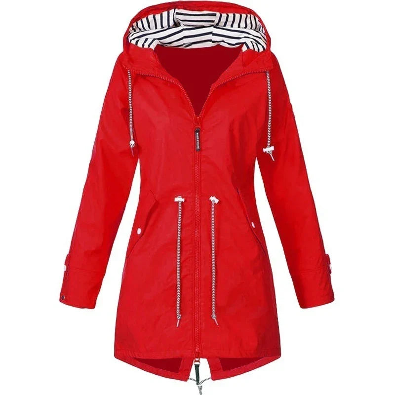 Helvano | Damen Trenchcoat mit Kapuze und Kordelzug