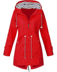 Helvano | Damen Trenchcoat mit Kapuze und Kordelzug