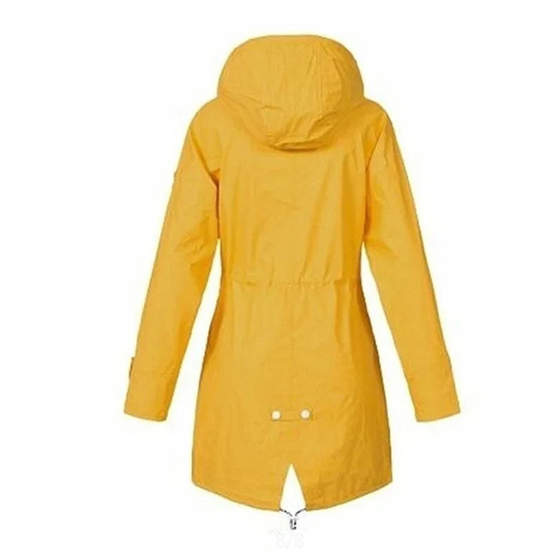 Helvano | Damen Trenchcoat mit Kapuze und Kordelzug