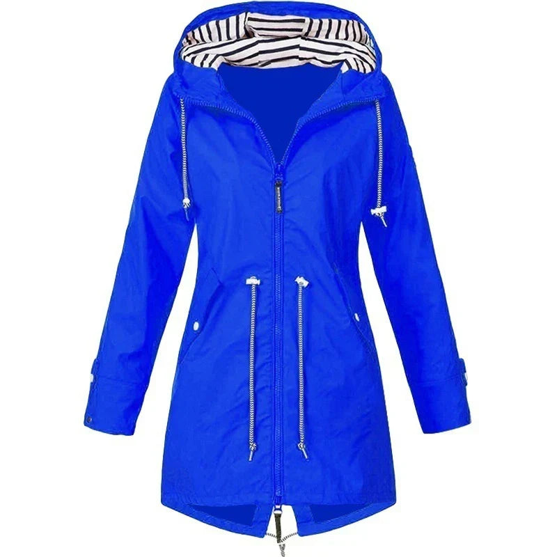 Helvano | Damen Trenchcoat mit Kapuze und Kordelzug
