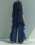 Helvano | Zweiteiler aus Chiffon für Damen in Marineblau