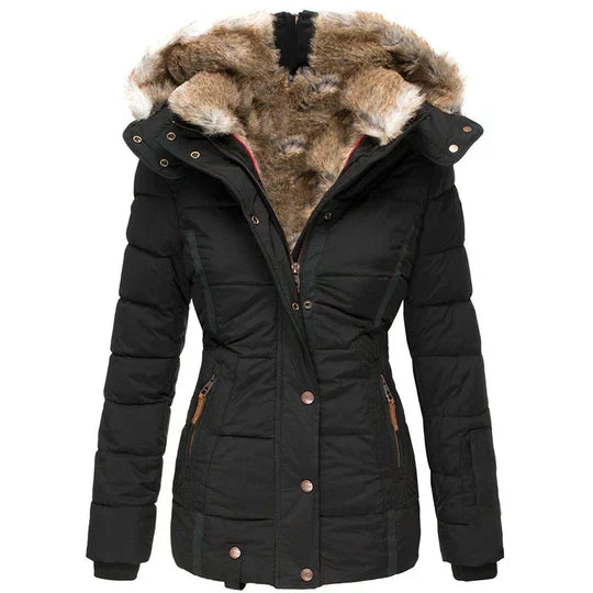 Helvano | Warme Winterjacke mit Fellkapuze für Damen