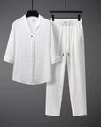 Helvano | Leinenset Herren mit V-Ausschnitt-Hemd und Hose