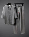 Helvano | Leinenset Herren mit V-Ausschnitt-Hemd und Hose