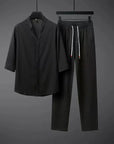 Helvano | Leinenset Herren mit V-Ausschnitt-Hemd und Hose