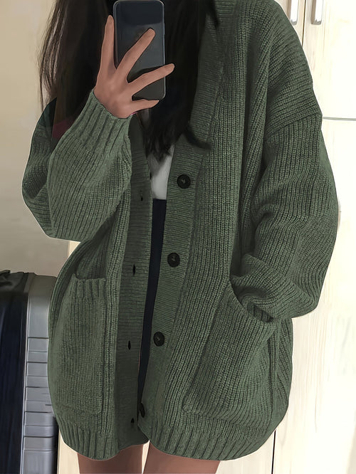 Helvano | Lockere Damen-Strickjacke mit Knopfleiste