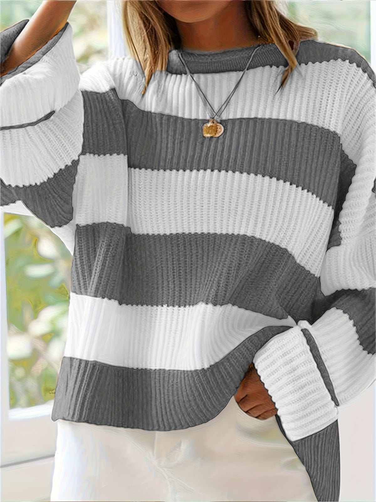 Helvano | Lockerer Colorblock-Strickpullover für Damen