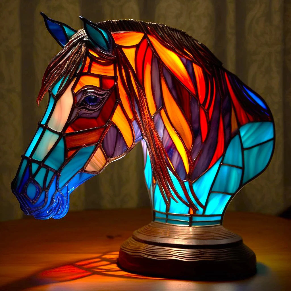 Helvano | Buntglas-Tischlampe im Tierdesign