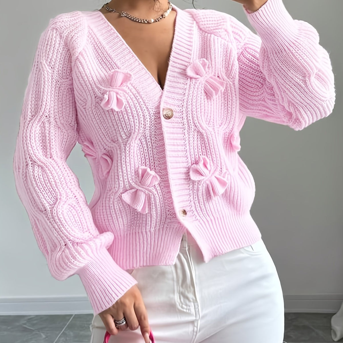 Helvano | Strickjacke mit Schleifendetail für Damen