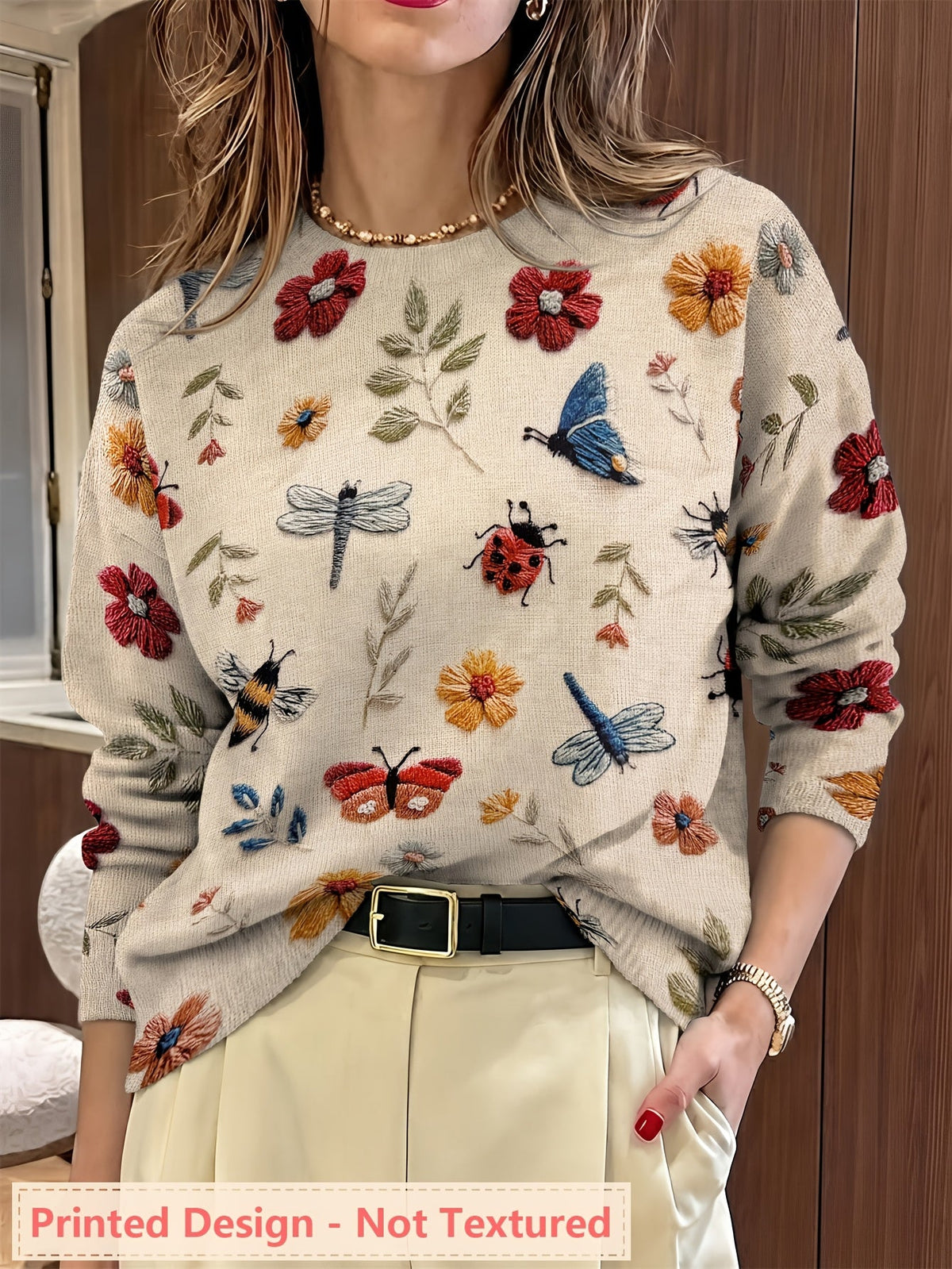 Helvano | Strickpullover mit Blumenprint für Damen