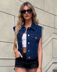 Helvano | Ärmellose Jeansjacke mit Pattentaschen für Damen