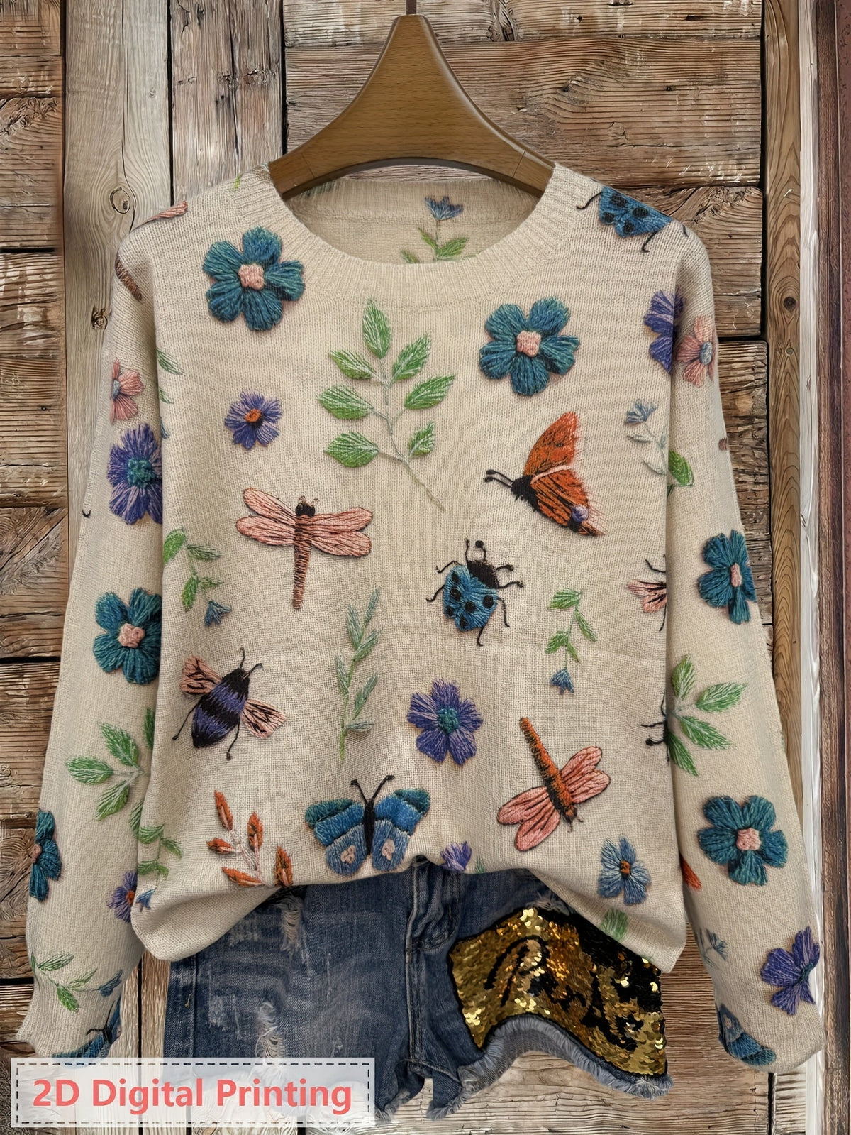 Helvano | Strickpullover mit Blumenprint für Damen