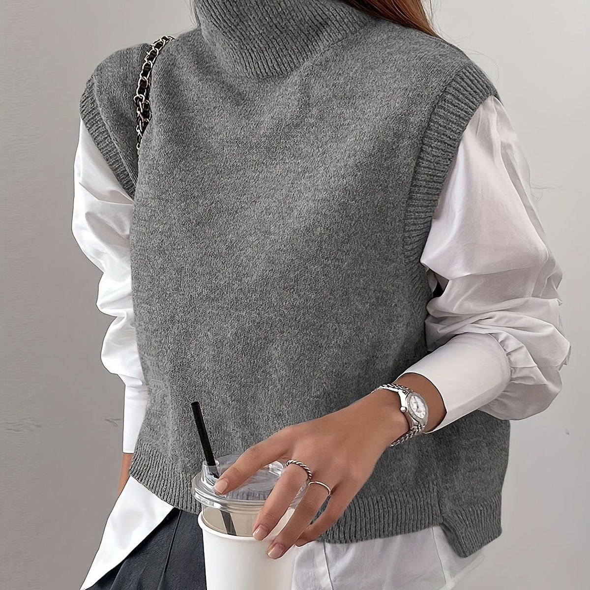 Helvano | Strick-Pullunder mit Stehkragen für Damen