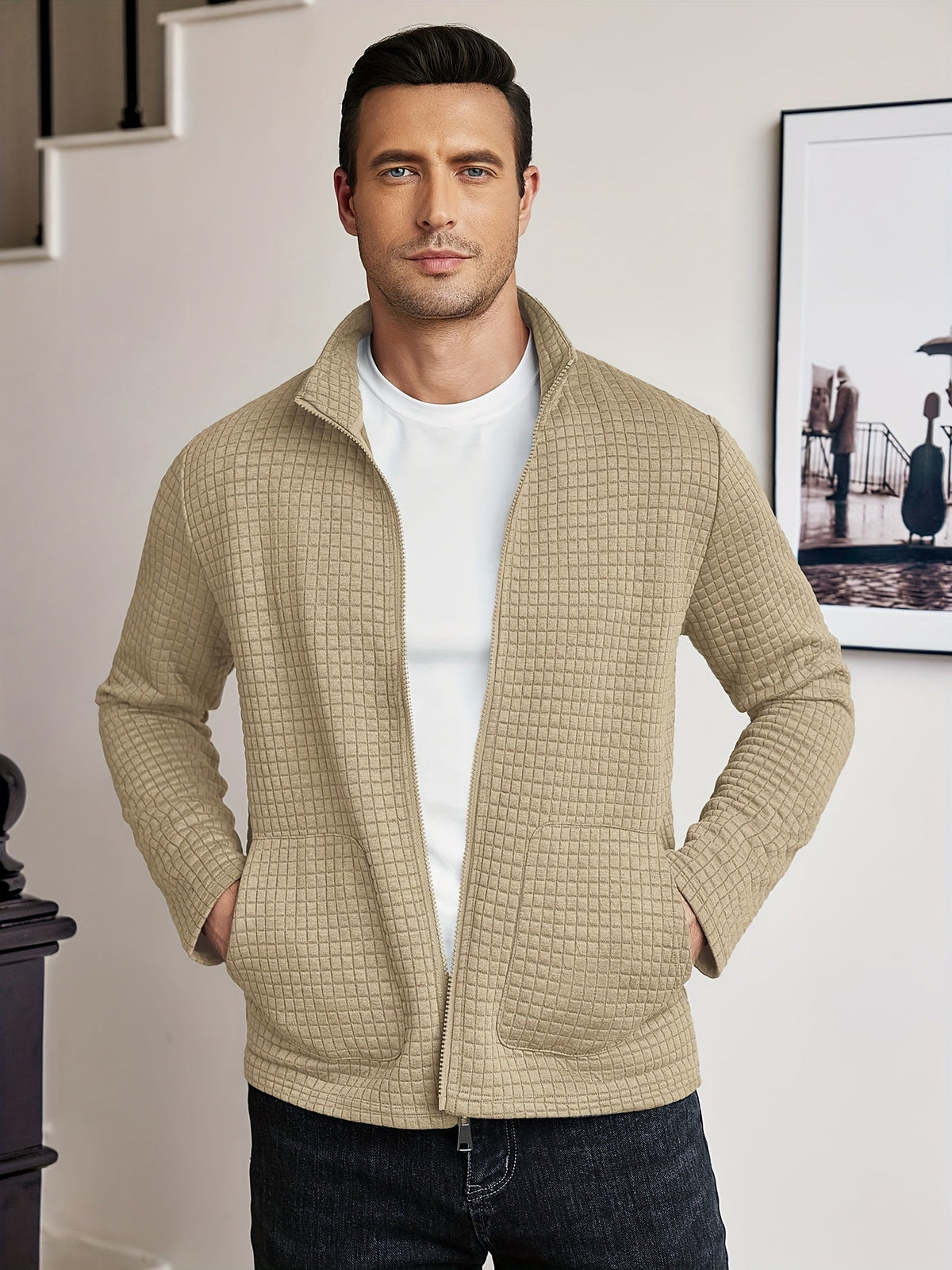 Helvano | Strukturierte Herrenjacke mit Reissverschluss