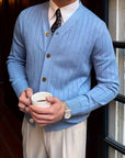 Helvano | Gerippte Strickjacke mit Knöpfen für Herren
