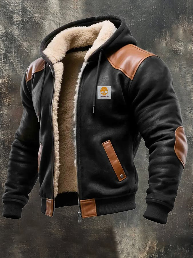 Helvano | Vintage Wildlederjacke mit Kapuze für Herren
