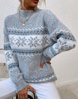 Helvano | Damen Strickpullover mit Stehkragen und Schneeflocken