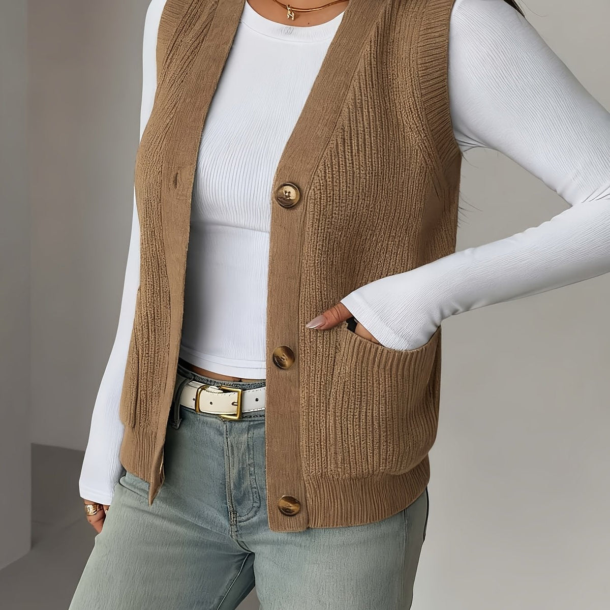 Helvano | Strickweste mit V-Ausschnitt für Damen