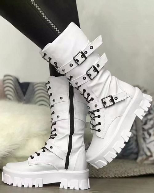 Helvano | Stiefel mit Reissverschluss und Schnallen für Damen