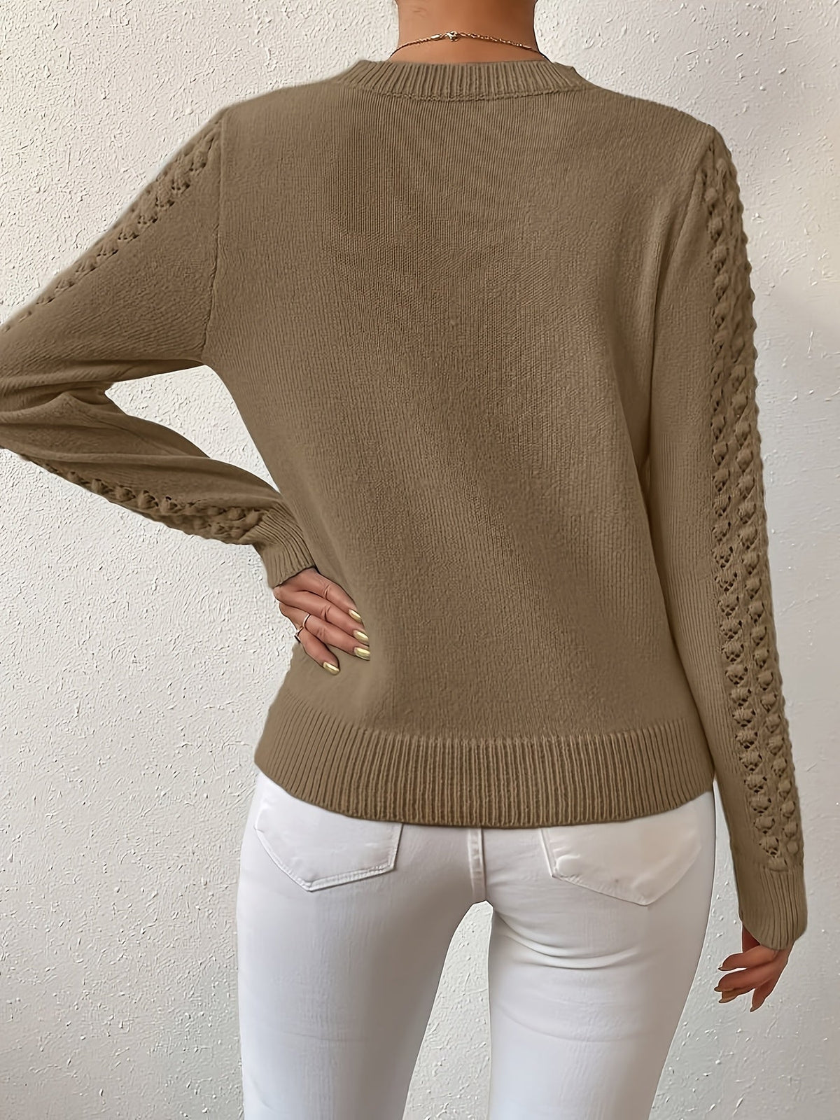 Helvano | Pointelle-Strickpullover mit Rundhals für Damen