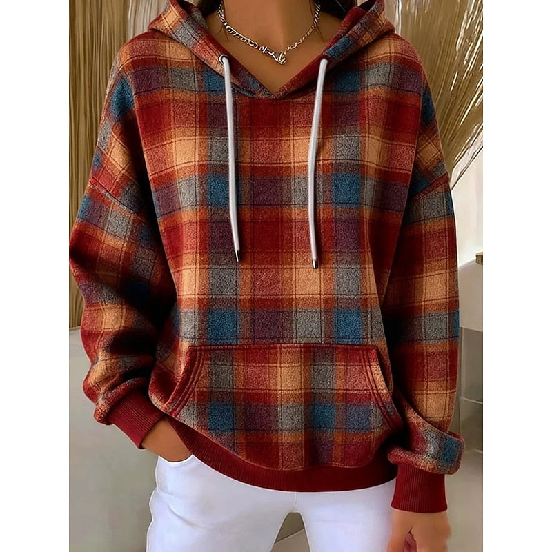 Helvano | Karierter Kapuzenpullover für Damen