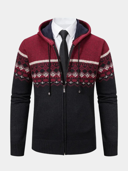 Helvano | Strickjacke mit Ethno-Muster für Herren