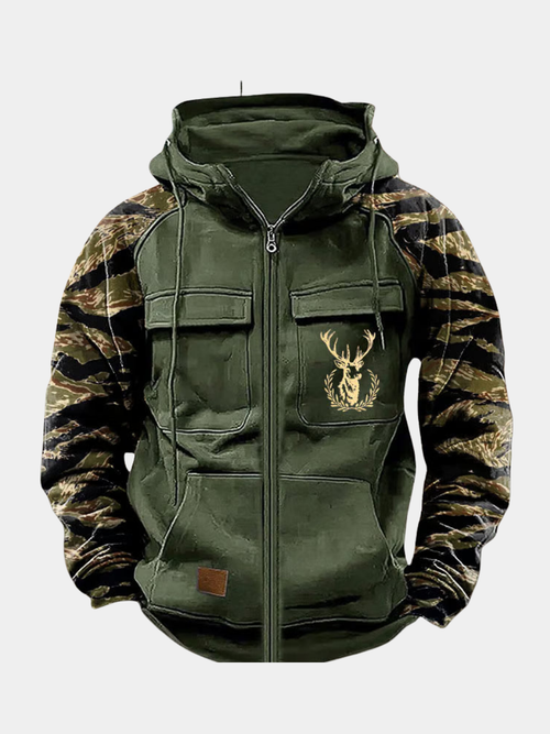 Helvano | Zip-Hoodie mit Multi-Taschen für Herren