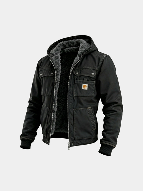 Helvano | Utility-Jacke mit Sherpa-Futter für Herren in Schwarz