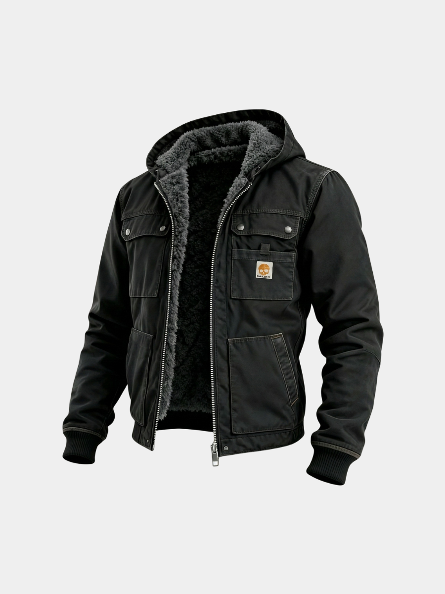 Helvano | Utility-Jacke mit Sherpa-Futter für Herren in Schwarz