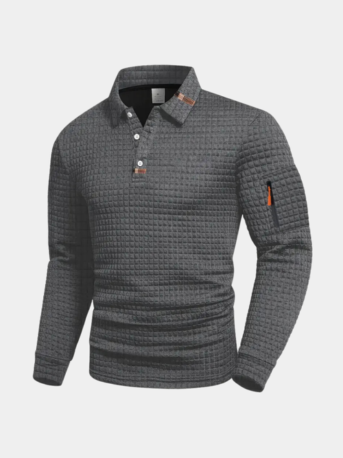Helvano | Strukturiertes Langarm-Poloshirt für Herren